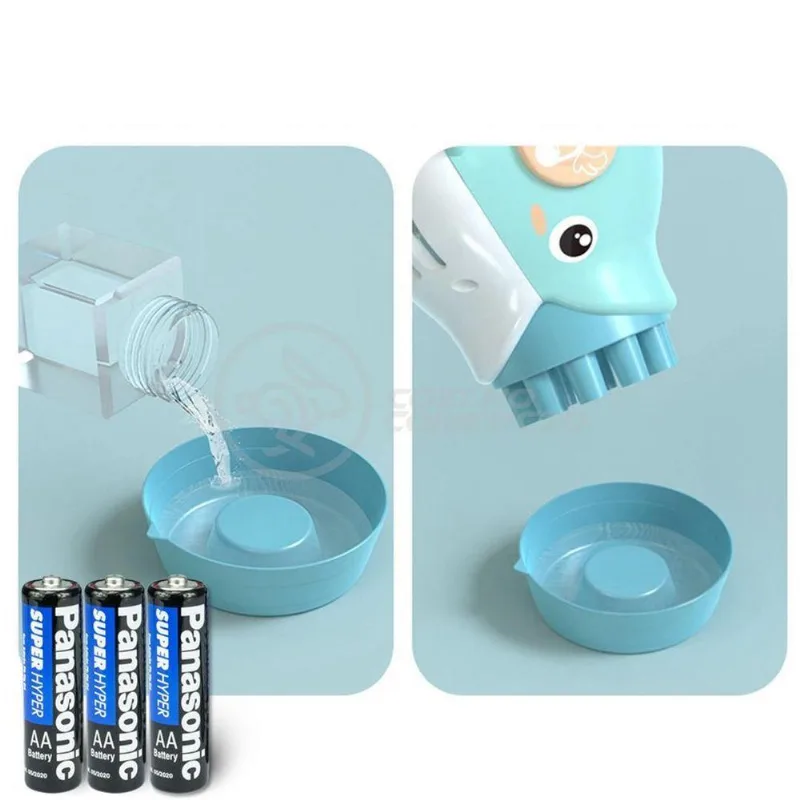 Kit 1 Golfinho Bolha Sabão Criança Infantil+ 3 Pilha Azul 3