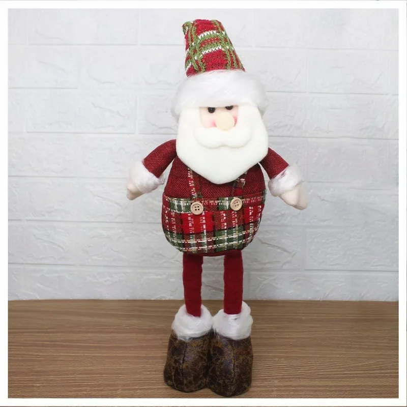 Boneco Natal Papai Noel Tecido Xadrez Perna Ajustável 44cm