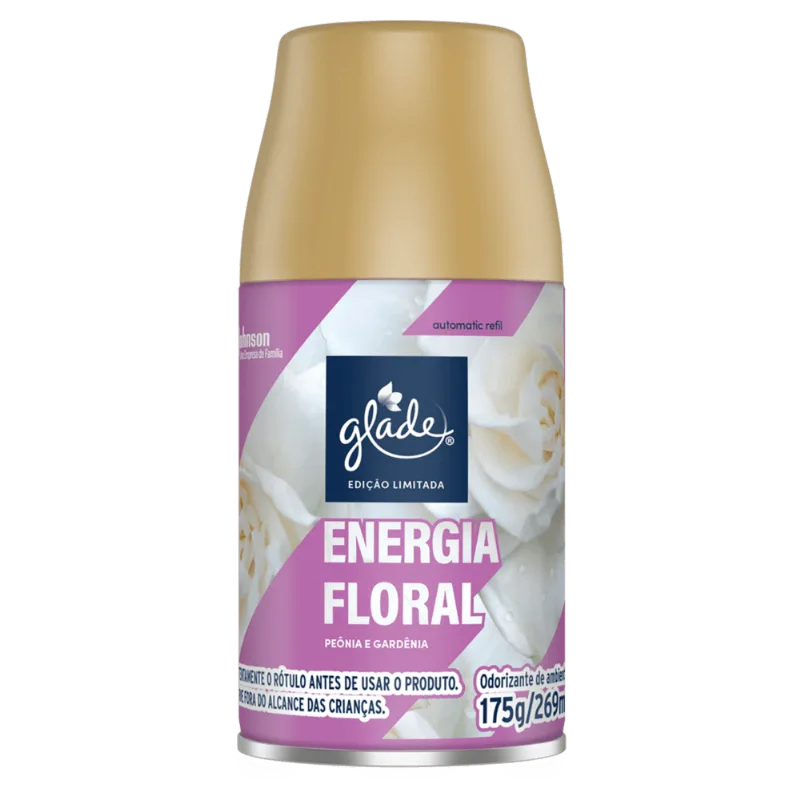 ODORIZADOR DE AMBIENTE ENERGIA FLORAL GLADE AUTOMATIC FRASCO 269ML SPRAY REFIL EDIÇÃO LIMITADA