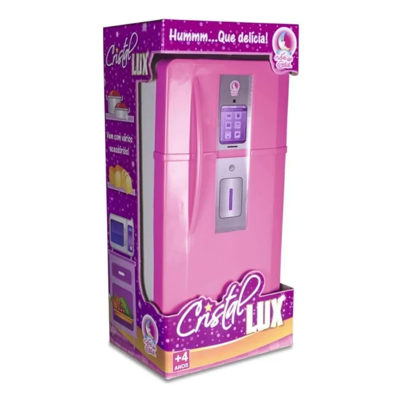 Geladeira Infantil P/menina Lux Branco/rosa -lua De Cristal