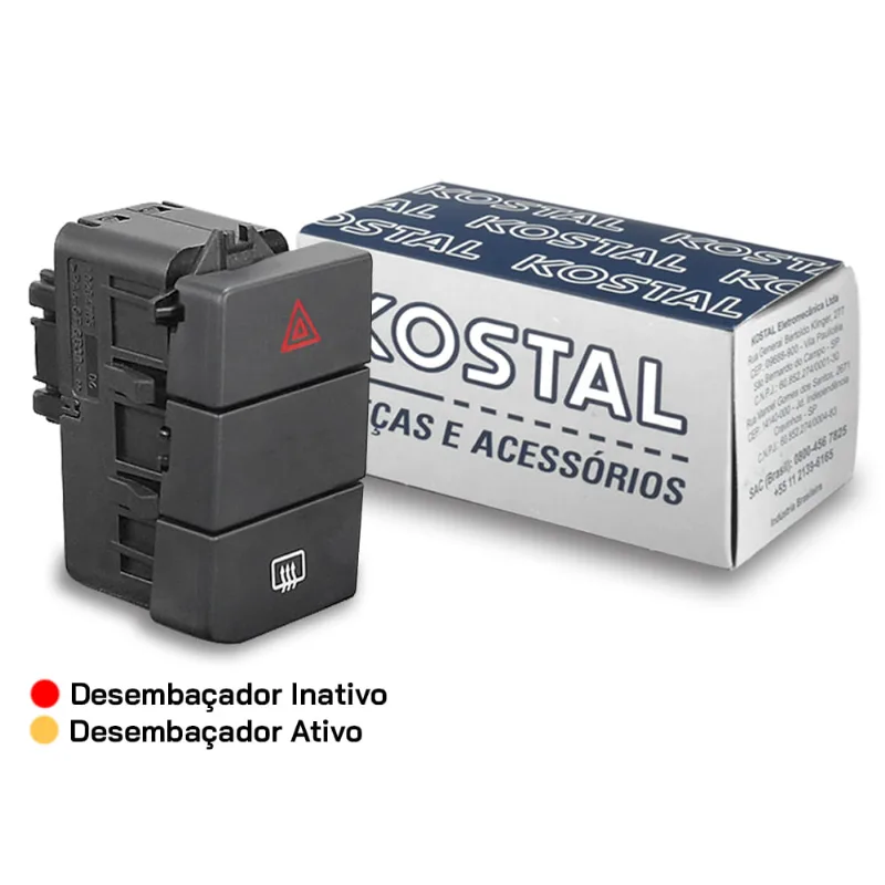 Interruptor Emergência Desembaçador Painel VW Up 18/ - 10146484 Kostal