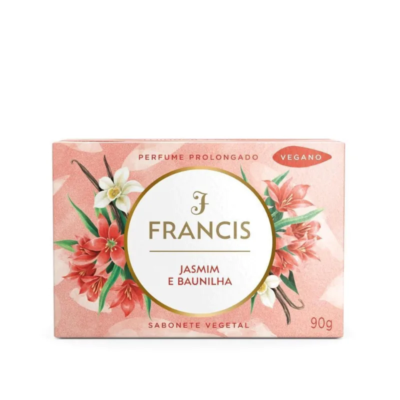 Sabonete em Barra Francis Jasmim e Baunilha 90g Vegano Perfume Prolongado Sabonete Em Barra Francis Perfume Prolongado Vegano Vegetal