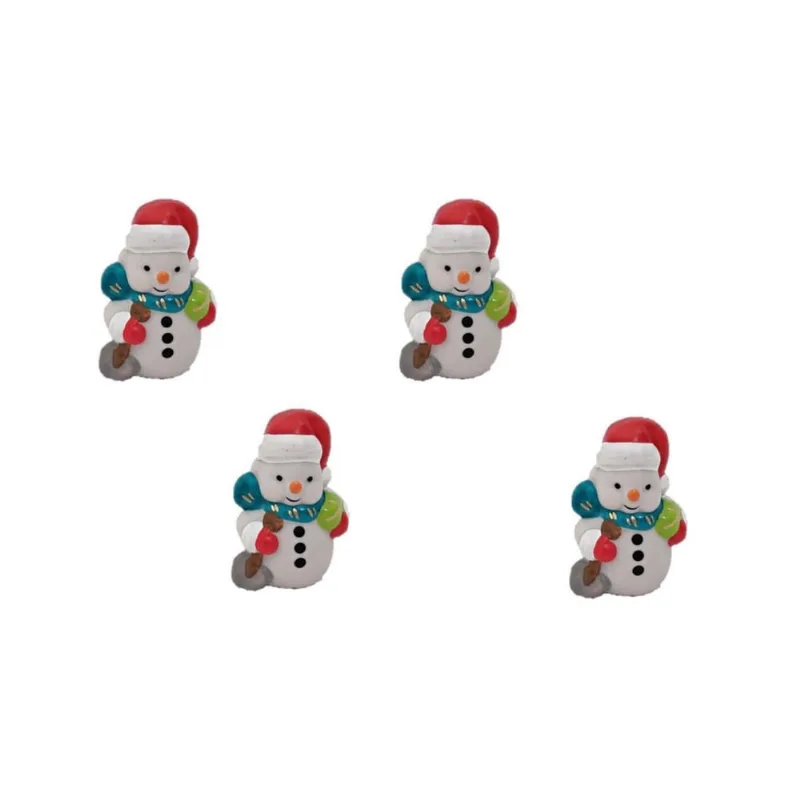 Mini Boneco De Neve 4 Peças Enfeite Decoração Natal Cerâmica