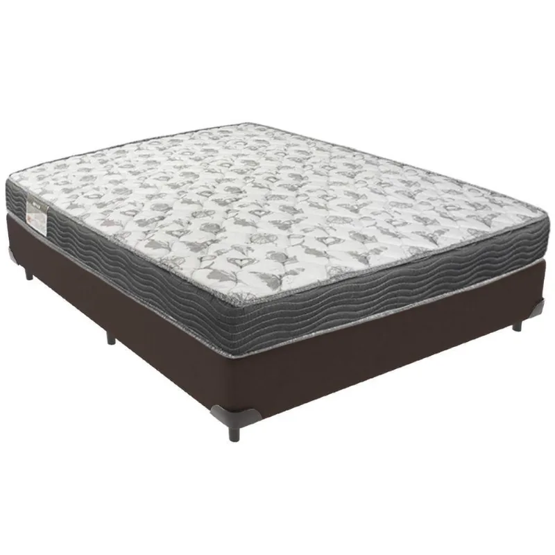 Cama Box Marrom E Colchão Iso100 Espuma D33 Casal Ortobom