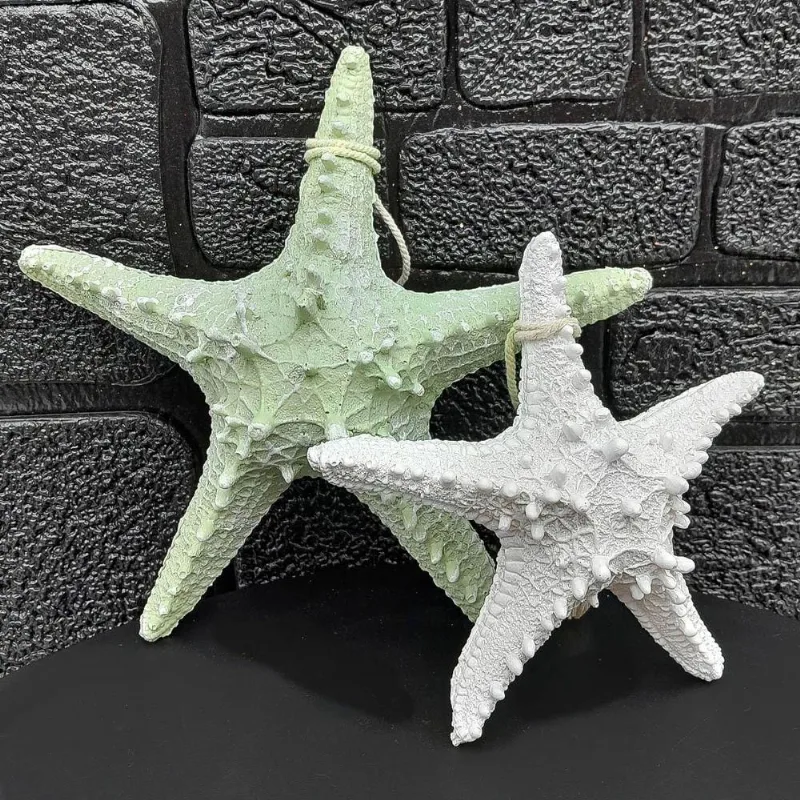 Enfeite Decorativo Estrela do Mar Decorativa Kit 2 Peças em Resina Branco, Verde Outras Marcas