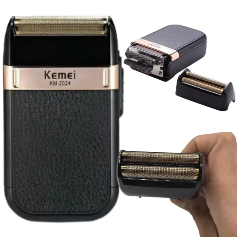 Kemei 2024 Com Tela Extra Barbeador Marrom