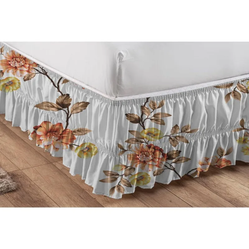 Saia Estampada Floral Para Cama Box Casal, Queen E King Size