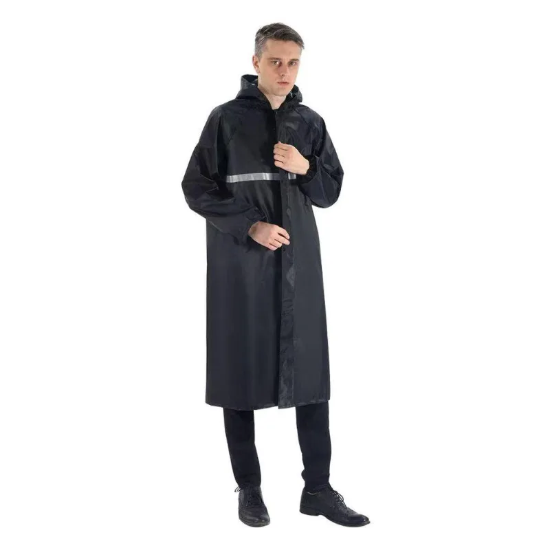 Capa De Chuva Longa Dk Impermeável Com Capuz Com Visor Adulto Faixa Refletiva Masculino Feminina