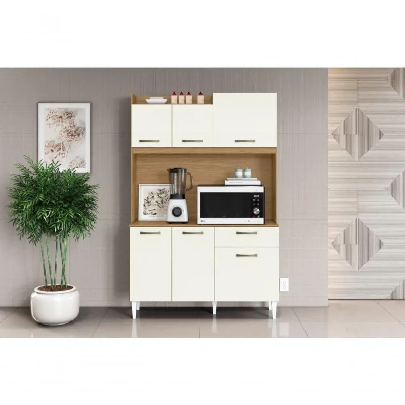 Armário Cozinha Compacta Berlim 6 Portas 1 Gaveta MDF 120CM Aramóveis - OUTRAS - Móveis
