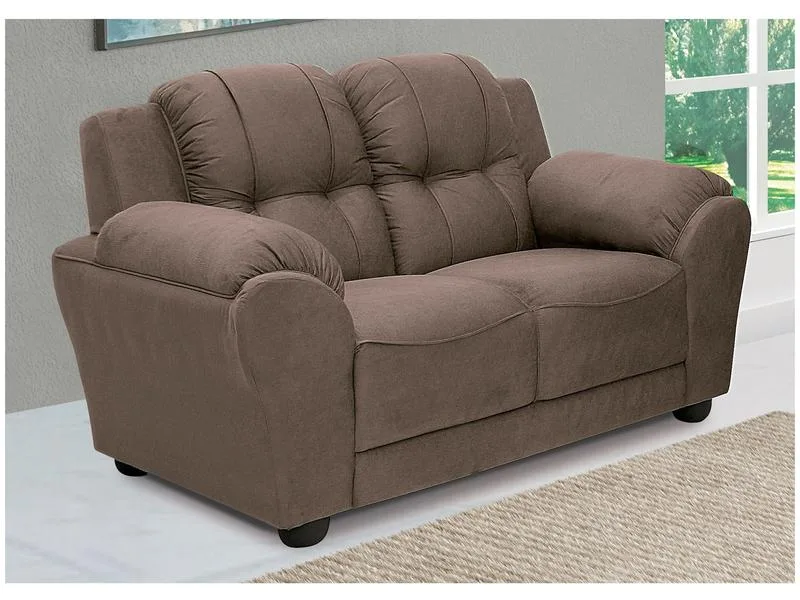 Sofá 2 Lugares Linoforte Adágio Suede Marrom - Linoforte Móveis