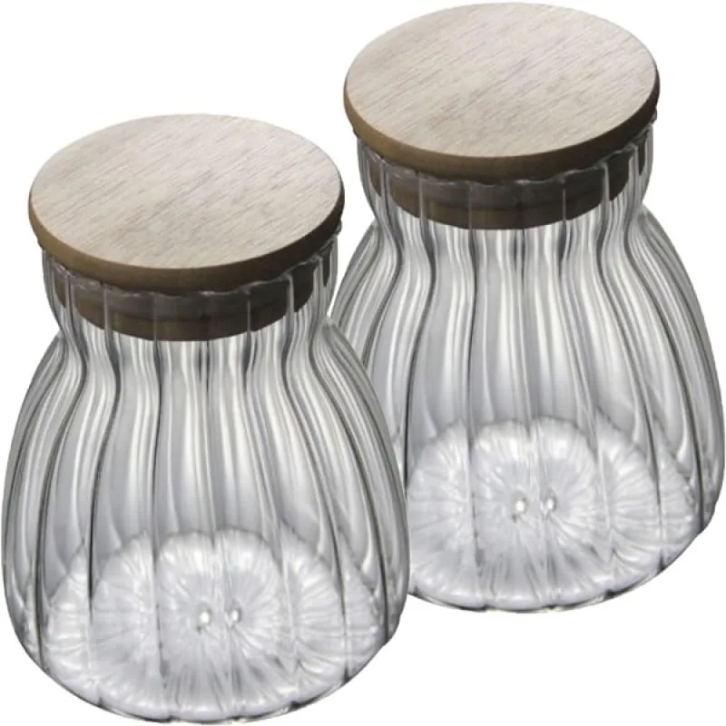 Kit 8 Pote Hermético Com Tampa Bambu Recipiente Vidro 450ml - Genérico - Utilidades Domesticas