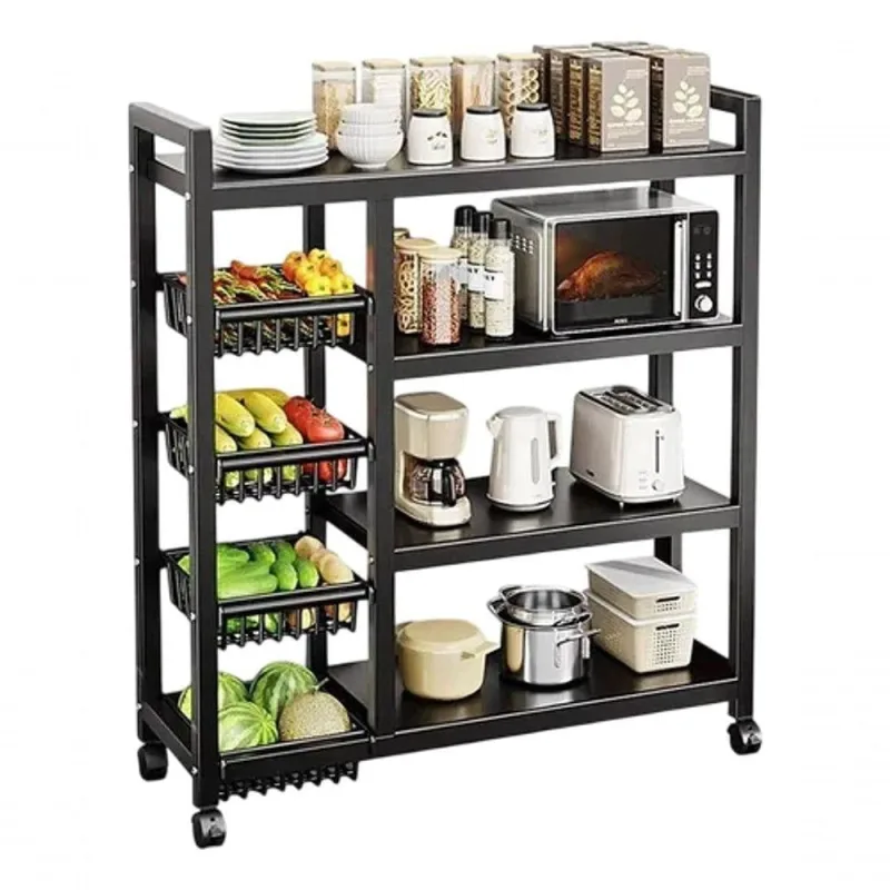 Suporte de Micro-ondas com Fruteira de Chão Aço 80cm Preto Fusco Top Rio Comercial - OUTRAS - Utilidades Domesticas