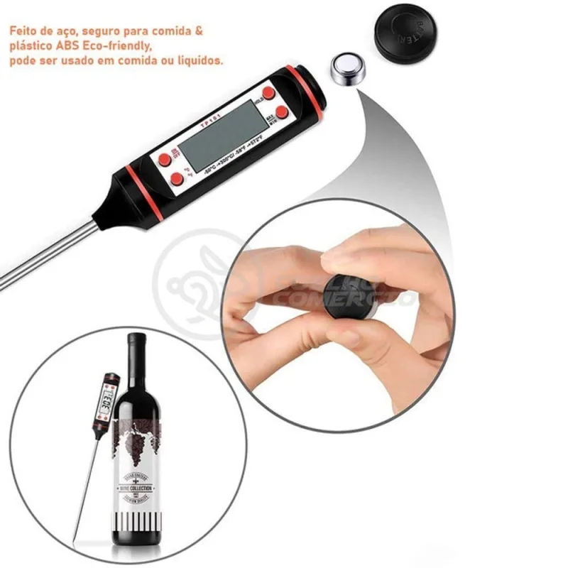 Termômetro Culinário Digital Cozinha com Espeto para Alimentos e Líquidos Smart Bracelet - OUTRAS - Utilidades Domesticas