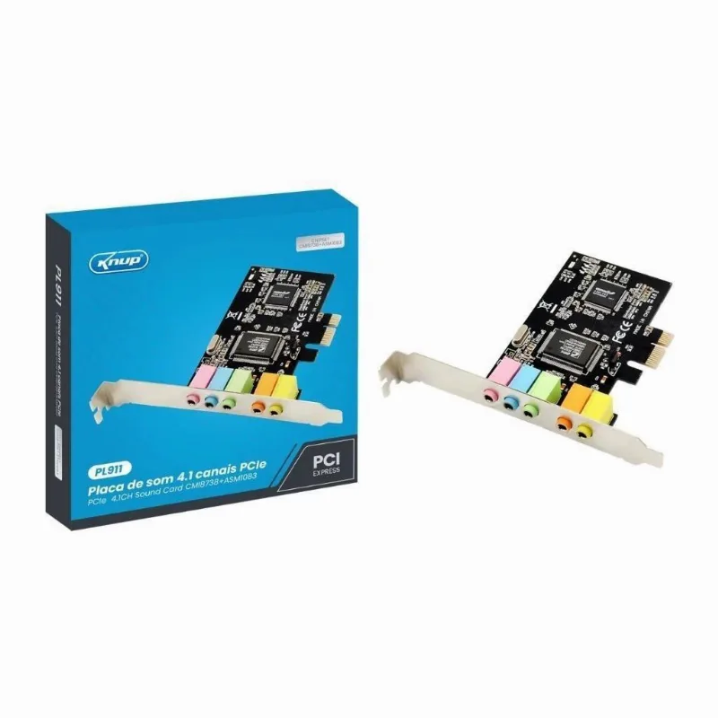 Placa De Som Pcie 4 Canais 4.1 Windows 7/10/11 Knup Kp-pl911