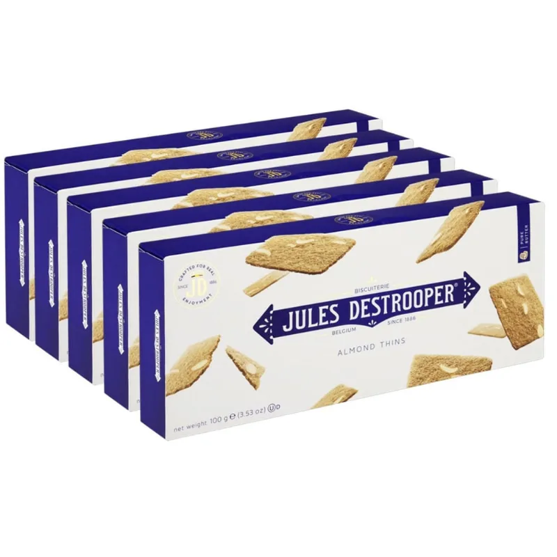 Kit 5Und Biscoito Belga Jules Destrooper Almond Thins 100G