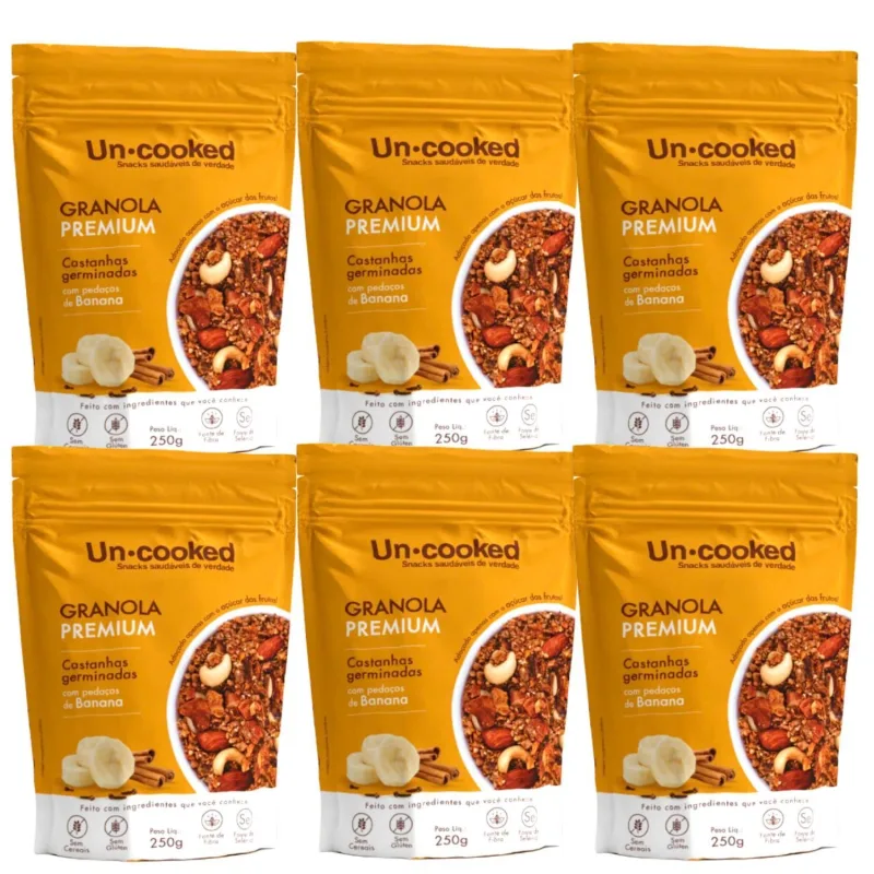 Kit Com 6un Granola De Castanhas Banana Braw Uncooked 250g - Não Informado - Mercearia