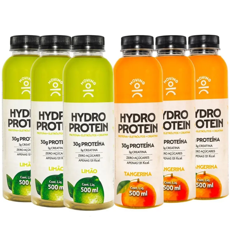 Kit 6 Bebidas Hydro Protein Moving (2 Sabores) 500Ml