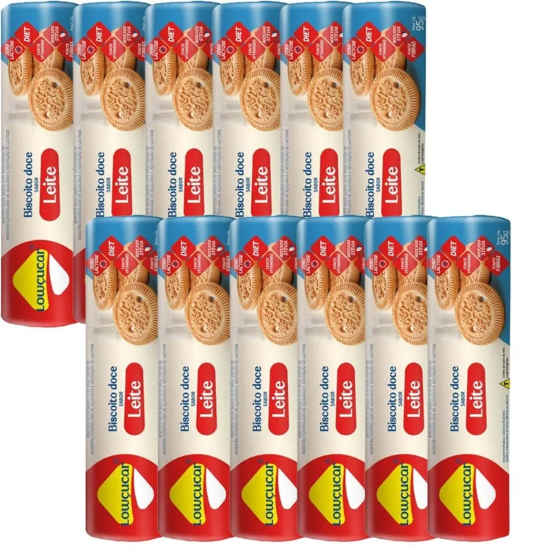 Kit C/12 Biscoito De Doce De Leite Zero Açúcar Lowçúcar 95G
