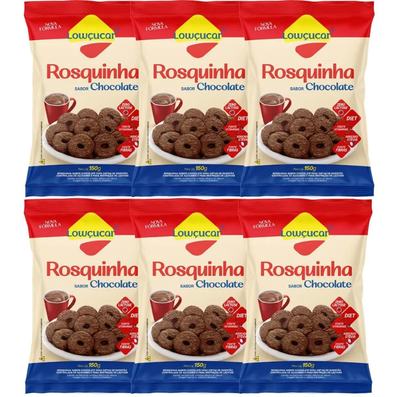 Kit 6Und Rosquinha De Chocolate Zero Açúcar Lowçúcar 150G