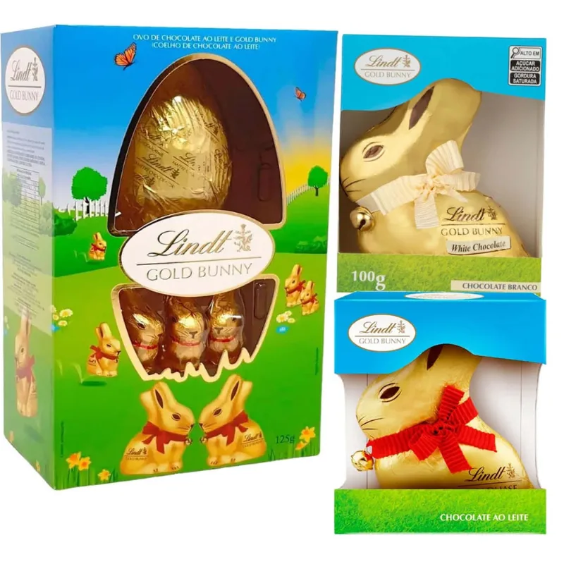 Kit Ovo de Páscoa & Gold Bunny Ao Leite e Branco lindt