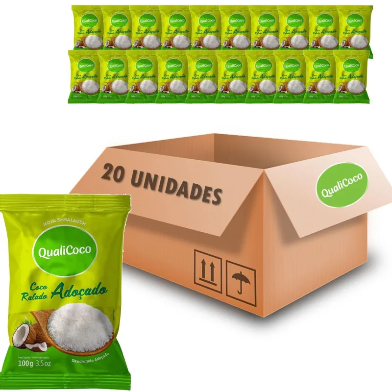 Kit Com 20und Coco Ralado Adoçado Qualicoco 100g - Não Informado - Mercearia