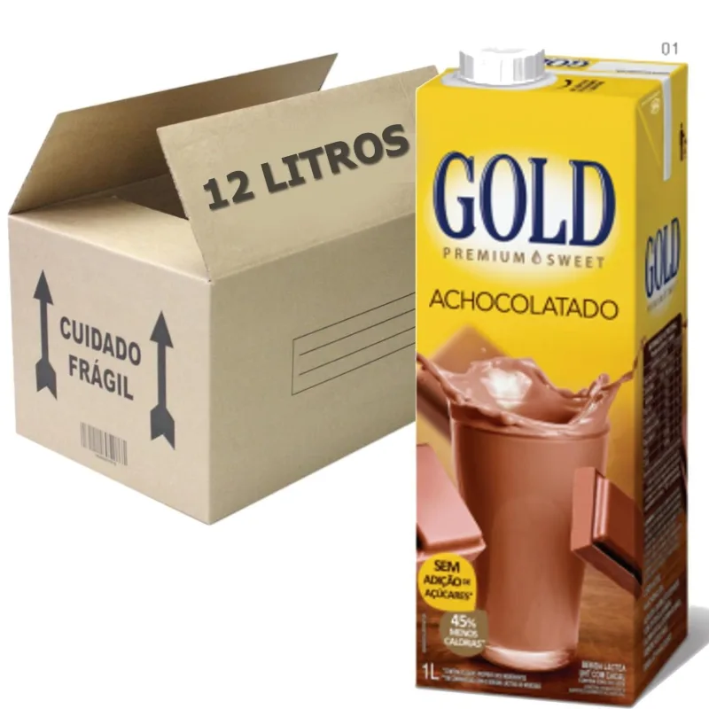 Achocolatado Gold Com Cacau Sem Açúcar 1l (12 Unidades) - Não Informado - Mercearia