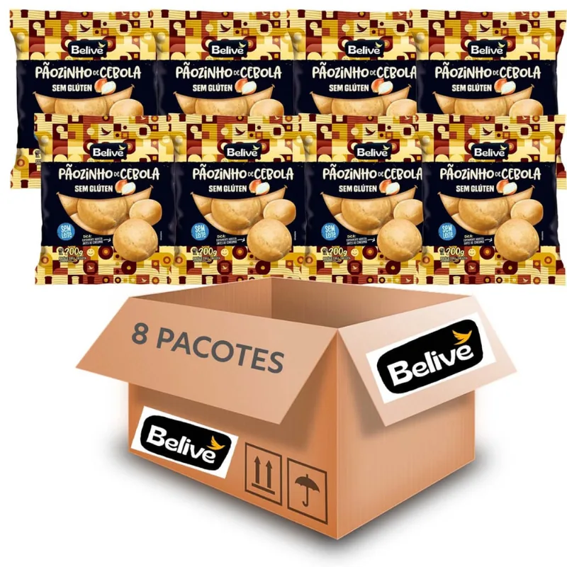 Kit c/ 8und Pãozinho de Cebola sem Glúten belive 200g