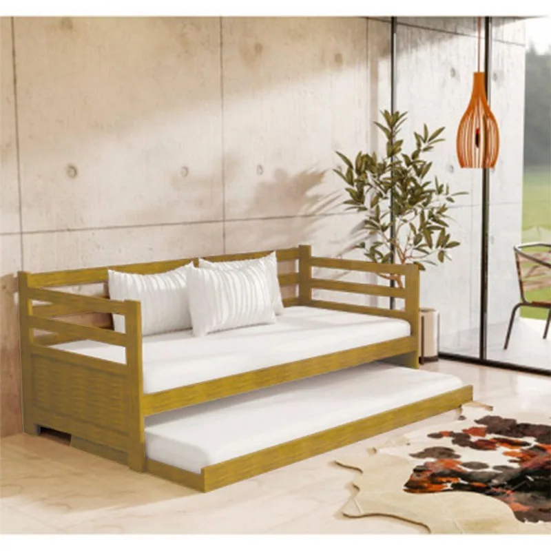 Sofá Cama Em Madeira Enjoy Rústico Vintage Imbuia - Atraente Móveis