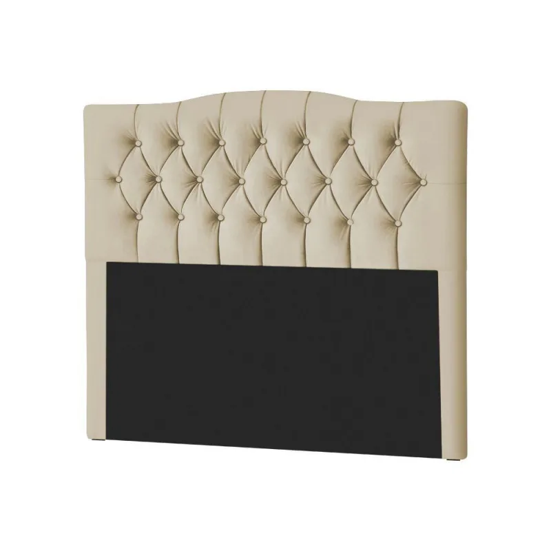 Cabeceira King Casal Estofada Capitonê Lari 195Cm Veludo Bege - Não Disponível - Móveis