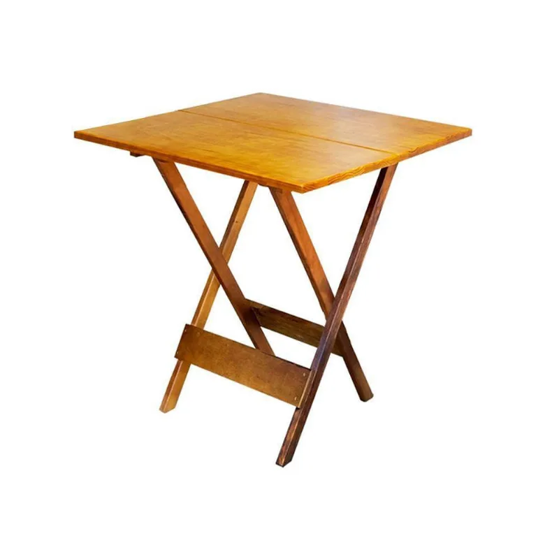Mesa Para Açaí Dobravel De Madeira 90x90 - Natural - Marrom