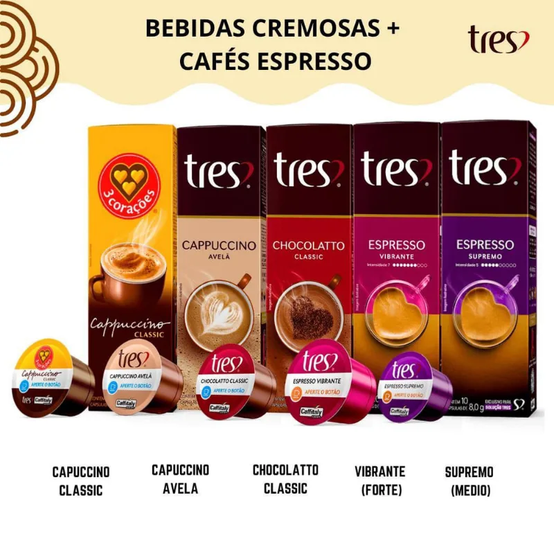 Kit 50 Cápsulas Café Tres Corações -
