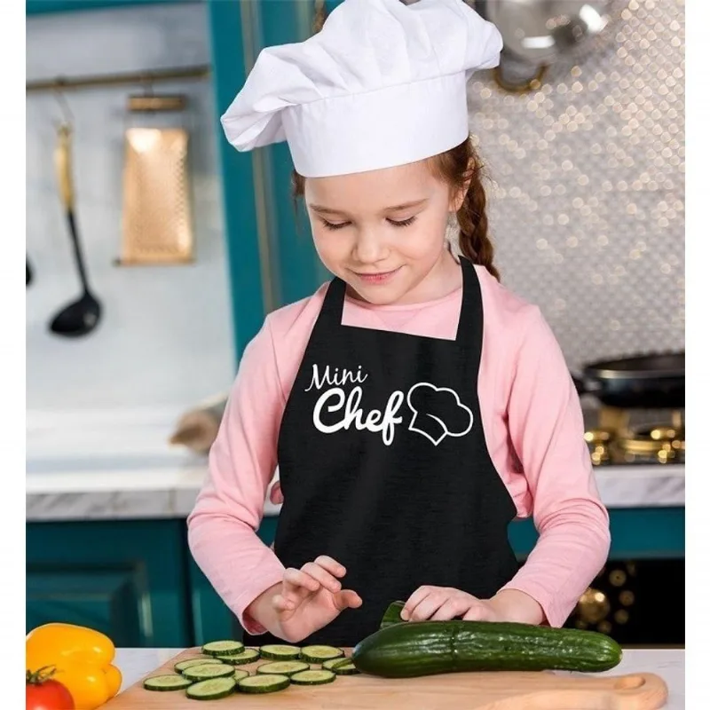 Avental Infantil Mini Chef para Cozinha em Poliéster e PVC Preto Vida Pratika