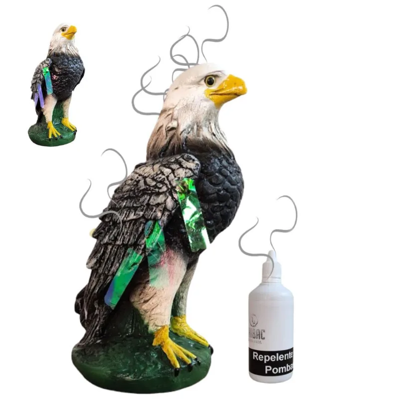 Gavião Resina com Penas Refletivas + Repelente para Pombas Telhado