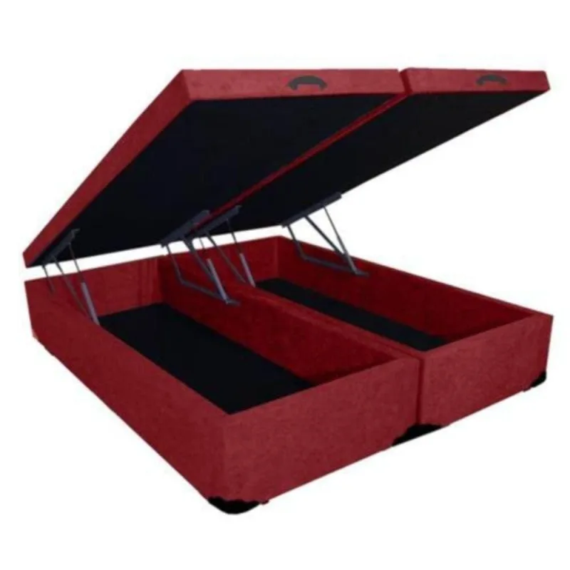 Cama Box Baú Queen Bipartido Vermelho 42x158x198 - OUTRAS - Colchões