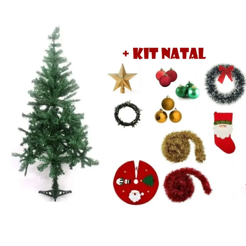 Kit Natal Arvore Decorada 1,50 Cm 250 Galhos + 10 Iten Pisca