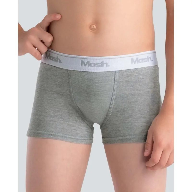 Cueca Boxer Algodão Lisa Infantil Cinza Mescla Claro GG