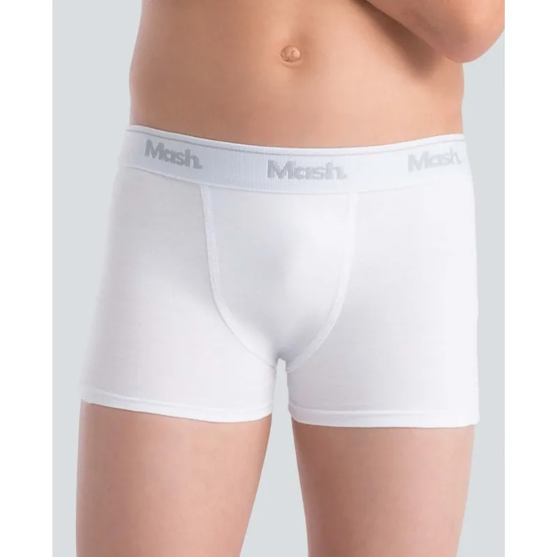 Cueca Boxer Algodão Lisa Infantil Branco G