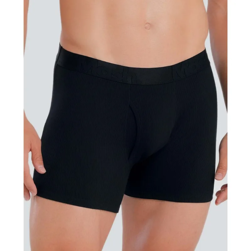Cueca Boxer Canelada com Abertura Frontal Preto GG