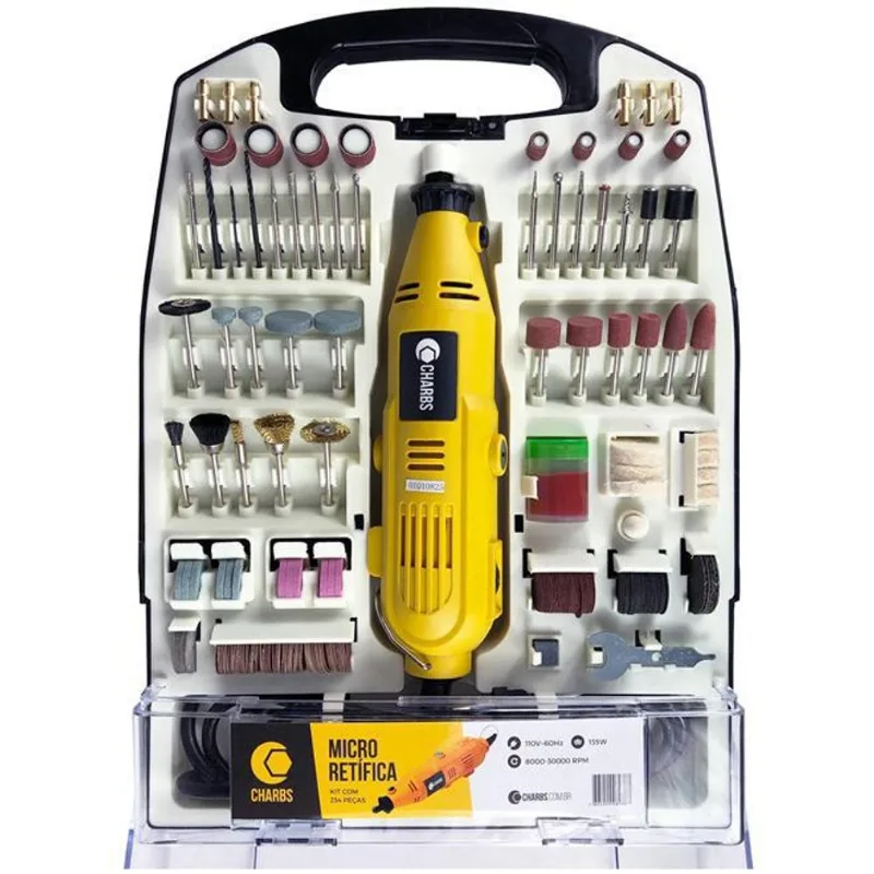 Micro Retífica 234 Acessórios E Maleta Charbs + Chicote 110v