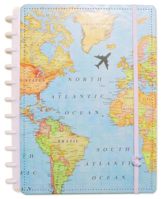 Caderno Inteligente Grande 80 Folhas By Gocase Mapa Mundi - LC - Papelaria