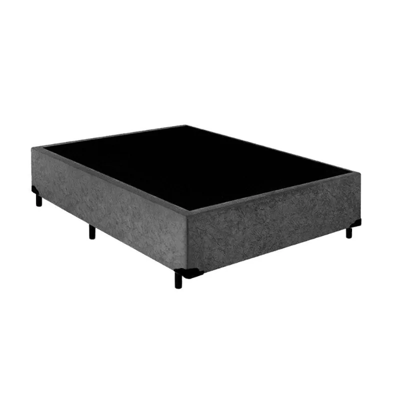 Base Box Casal Suede Extremo Reforçado Homequeen Cinza 40x138x188