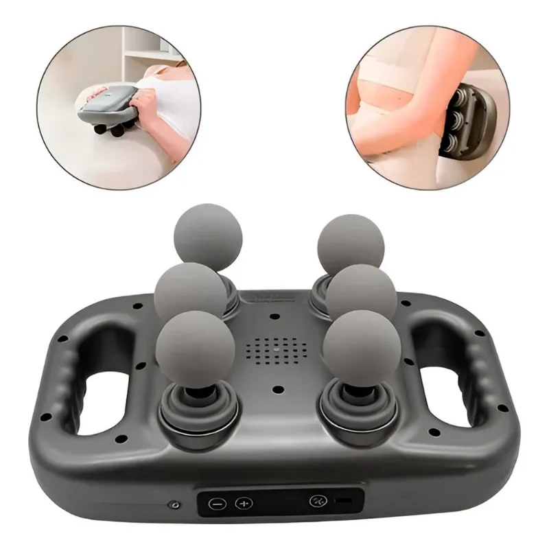 Massageador Corporal Elétrico 6 Cabeças Recarregável 2000mAh com 9 Intensidades e 120min de Autonomia