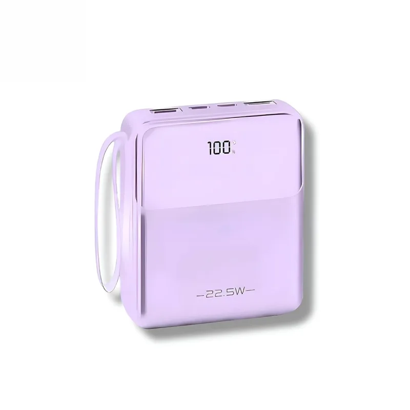 Mini Power Bank 10000mAh 22,5W Carregador Portátil Turbo USB-C USB Lightning Compacto Cor:Lilás - Genérico - Celular E Smartphone