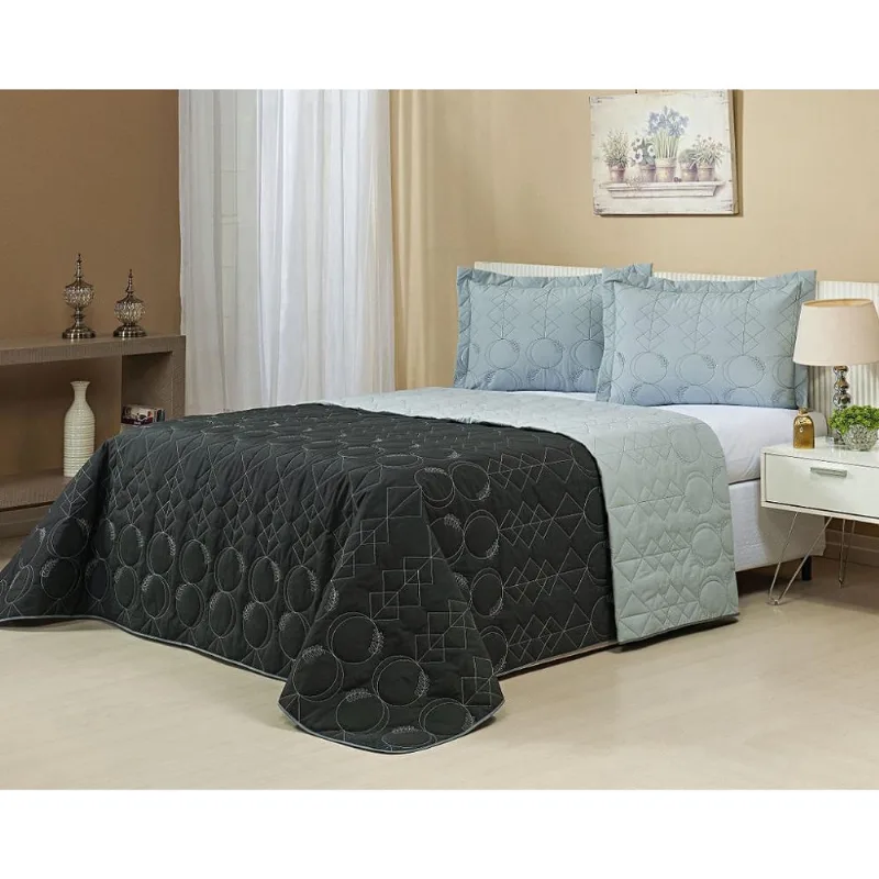 Cobre Leito Bordado Cama King 3 Peças Dupla Face 180 Fios