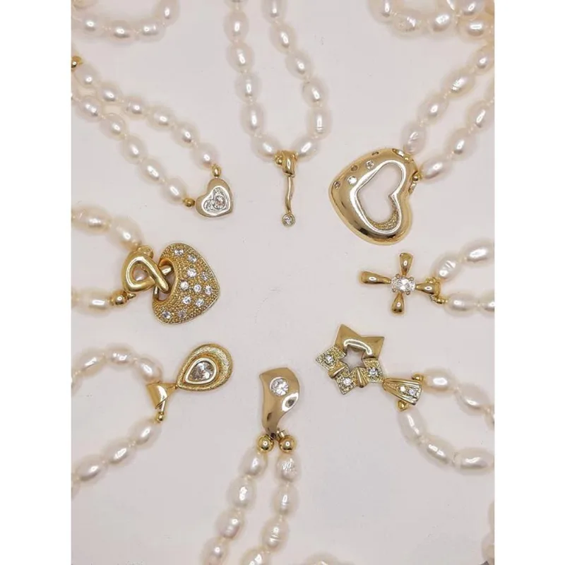 Colar Pérolas com pingente folheado Ouro 18k - Coleção Pearlcore