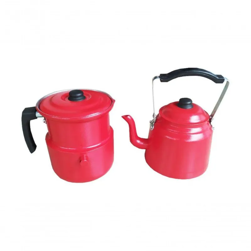 Conjunto Chaleira 1,6l E Leiteira C/apito Vermelhas 1,6l