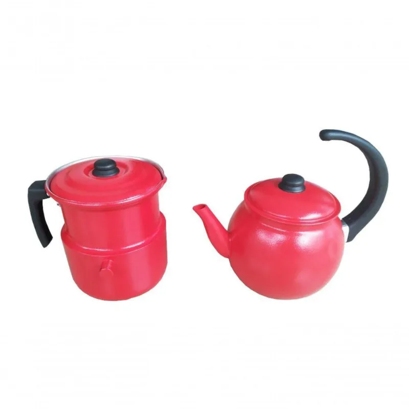 Conjunto Chaleira 2l E Leiteira C/ Apito Vermelho 1,6l Extang