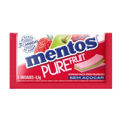 Chicle Mentos 3 Camadas Pure Fruit 15unidade X - MENTOS