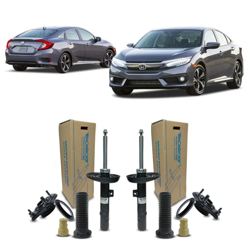 2 Amortecedor + Kit Coxim Dianteiro Honda Civic 2017 A 2021
