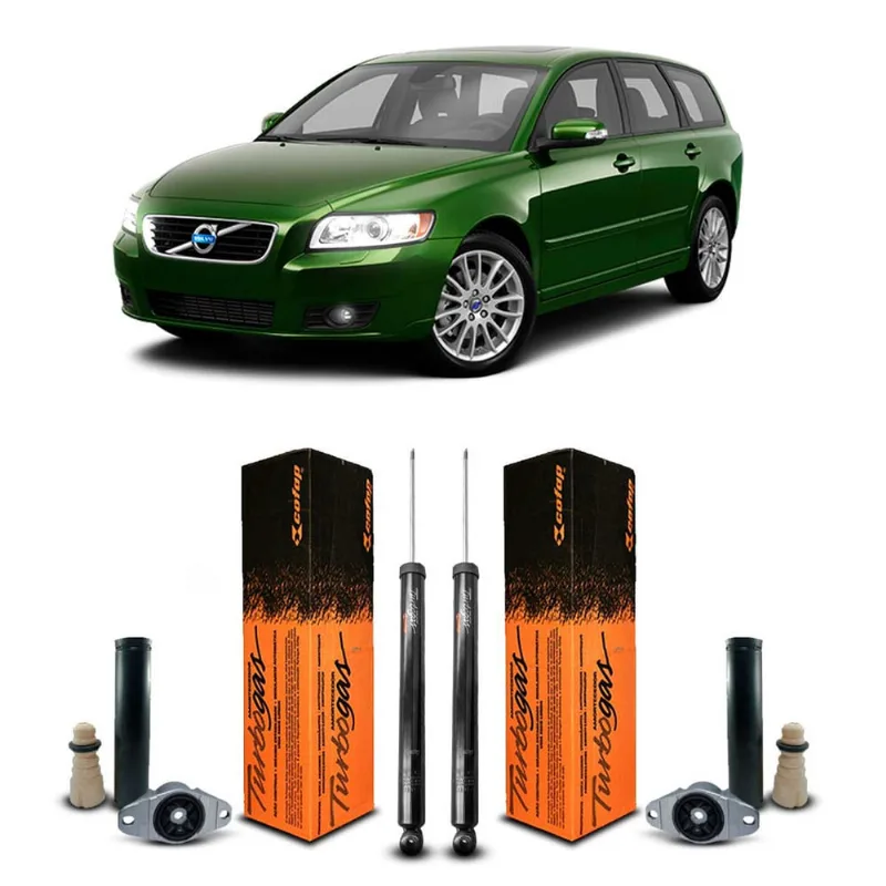 2 Amortecedores Cofap + Kit Suporte Coxim Batente Coifa Suspensão Traseira Volvo V50 2007 2008 2009